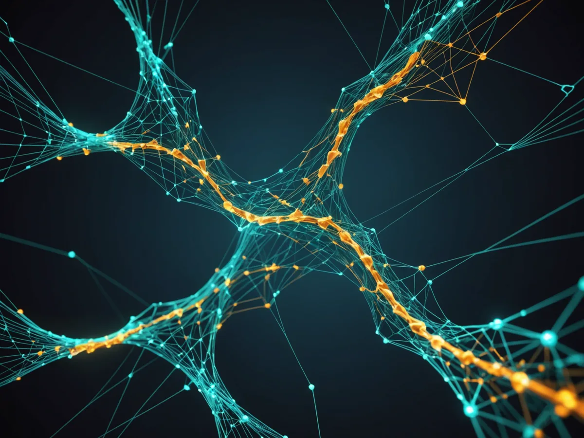 Abstract molecular simulation data streams displayed on a dark monitor