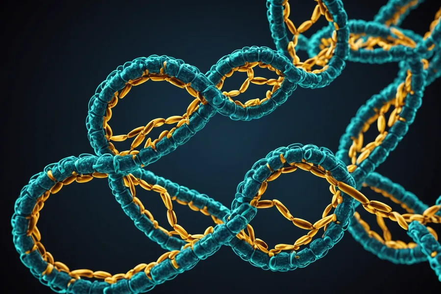 Abstract ribbon diagram of a protein structure for molecular engineering